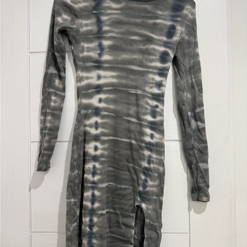 Young Fabulous & Broke Charcoal Tie-Dye Long Sleeve Dress